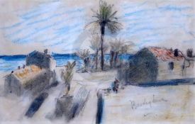 Hercules Brabazon Brabazon (1821-1906)pastel and pencil'Bordighera' inscribed, Exhibited Chris