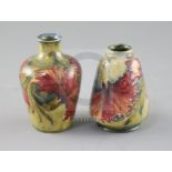 Two Moorcroft 'Spanish' pattern miniature vases, c.1910-18, the first of conical form, the second of