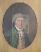 English School (late 18th century)oil on canvas laid on boardHead and shoulder portrait of a