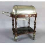 A Christofle mahogany carving wagon, with chrome plated mounts, fitted for electricity, W.3ft H.