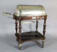 A Christofle mahogany carving wagon, with chrome plated mounts, fitted for electricity, W.3ft H.