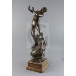 Henry Alfred Pegram RA (1862-1937). A patinated spelter group of Hylas and a water nymph,