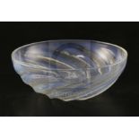 A Rene Lalique clear and opalescent glass 'Poissons' bowl, moulded mark 'R. LALIQUE' to centre, D.