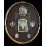 A group of six miniature portraits relating to the Adye Family, comprising:English School (19th