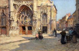 Terrick Williams RA (1860-1936)oil on canvas'The Church Door, Honfleur'signed and dated 1900 verso12