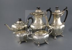 An Edwardian five piece silver tea and coffee service, by C.G & Co, of inverted baluster form,