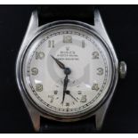 A gentleman's late 1940's? stainless steel Rolex Oyster Royal shock-resisting mid-size manual wind