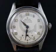 A gentleman's late 1940's? stainless steel Rolex Oyster Royal shock-resisting mid-size manual wind