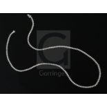 An Italian 18ct white gold and diamond line necklace, set with one hundred and sixty two round cut