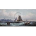 William Thornley (1857-1935)oil on canvasFishing boats off the coastsigned8 x 15.5in.