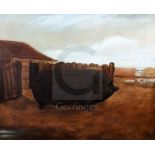 19th century English Primitive Schooloil on canvasPrize pig in a farmyard19 x 23in.