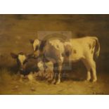 David Gauld (1866-1936)oil on canvas'Calves'signed, Annan & Sons label verso18 x 24in.