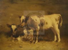 David Gauld (1866-1936)oil on canvas'Calves'signed, Annan & Sons label verso18 x 24in.