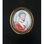 Frederick Buck (1771-1839)watercolour on ivoryMiniature portrait of Lieutenant John Gowan, 1812 of