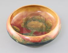 A Moorcroft 'Eventide' and Tudric pewter mounted bowl, c.1923, the pewter base stamped 'Tudric