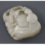 A Chinese white jade carving of gourds, 19th century, carved in openwork and high relief with