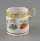 A Flight and Barr coffee can, c.1802-5, with gilt borders and painted decoration of feathers,