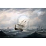 Manner of Thomas Luny (1759-1837)oil on canvasShipping on a rough sea15.25 x 23.5in.