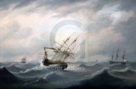Manner of Thomas Luny (1759-1837)oil on canvasShipping on a rough sea15.25 x 23.5in.