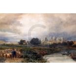 David Cox Jnr (1809-1885)watercolourPevensey Castle, SussexAbbott & Holder label verso13 x 20in.