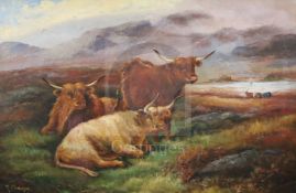 Robert Cleminson (fl. 1864-1903)oil on canvasHighland cattle in a landscapesigned20 x 30in.