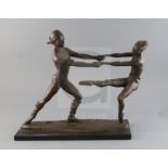 § Enzo Plazotta (1921-1981). A bronze group 'The Dancers', foundry stamped, numbered 5.9, on black