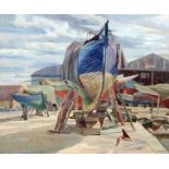 Edward d'Arcy Lister (1911-1976)oil on canvasPoole boatyardsigned21.25 x 25.5in.