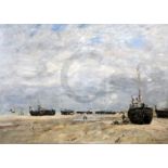 Eugène Boudin (French 1824-1898)oil on canvas'Berck -Bateaux Échoués'signed lower right and