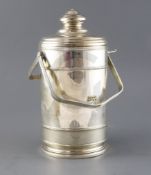 A 20th century Cartier sterling silver double handled ice bucket and cover, of cylindrical form,