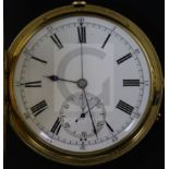 Usher & Cole, London. A Victorian 18ct gold hunter keyless chronograph pocket watch, with Roman dial
