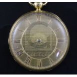 A 19th century 18ct gold open face keywind pocket watch by Aldred, Yarmouth, No. 154, with