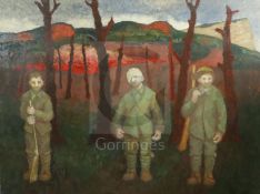 Gerald R. Jarman (British, 1930-2014)oil on canvasWW1 Series; 'Three Soldiers' Hunting Art Prizes