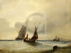 19th century English Schooloil on canvasShipping off the coast18 x 24in.