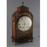 Bucknell of London. A Regency brass inset mahogany hour repeating bracket clock, with painted