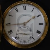 Barwise & Sons, London. A Victorian 18ct gold hunter key-wind pocket watch No. 7743, crested and