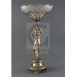 An early Victorian silver figural centrepiece by Benjamin Smith III, modelled as a lady holding a