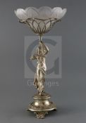 An early Victorian silver figural centrepiece by Benjamin Smith III, modelled as a lady holding a