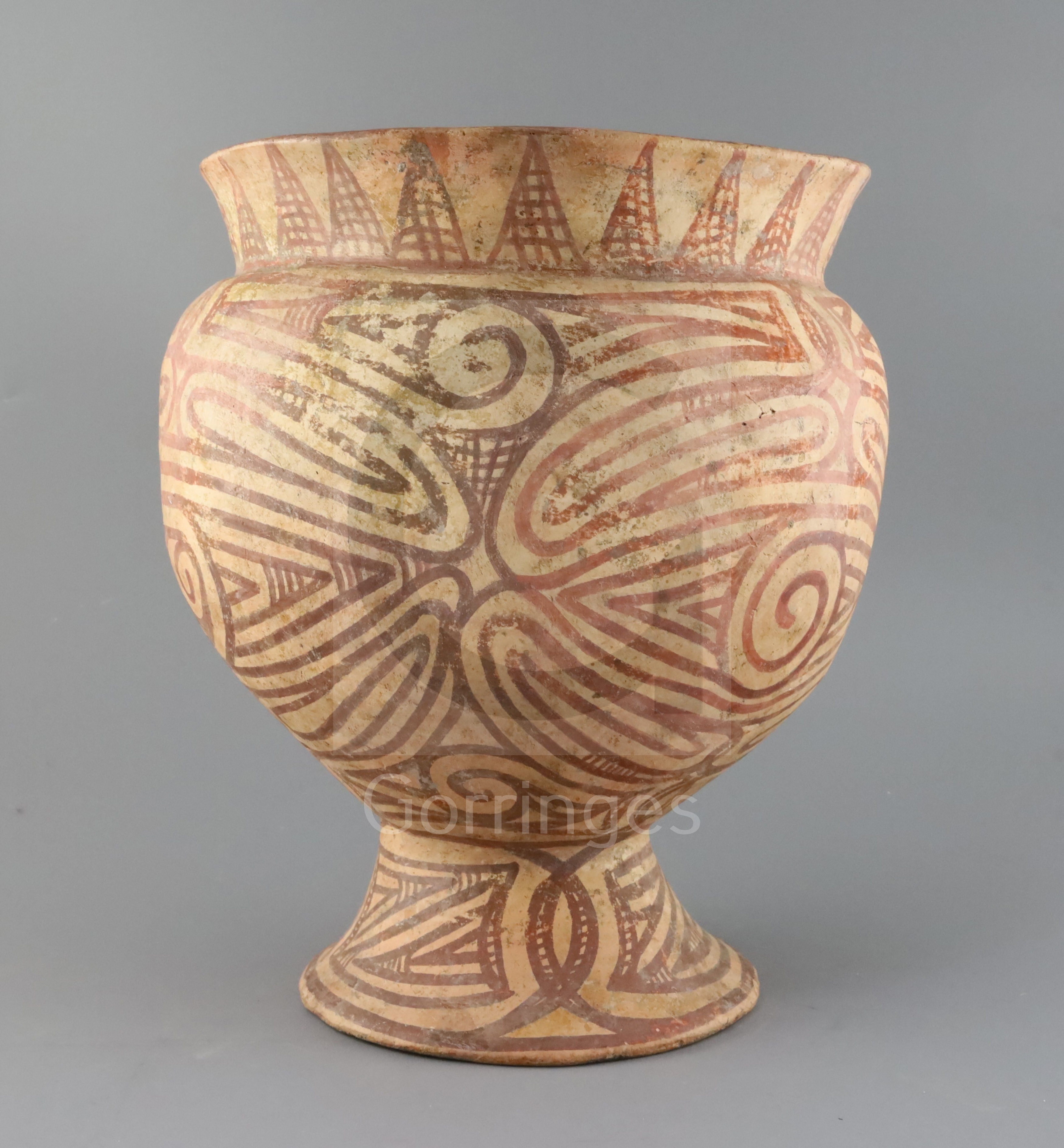 A large Ban Chiang pottery jar, Northen Thailand, 4th-2nd century B.C., painted in red pigment