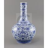 A Chinese blue and white bottle vase, Daoguang seal mark but later, painted with auspicious objects,