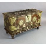 A brass mounted hardwood Zanzibar chest with base drawer 3ft 6in.
