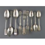 A matched part canteen of Victorian provincial silver fiddle pattern flatware, comprising thirty six