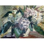 § Attributed to Dorothea Sharp RBA, ROI (1874-1955)oil on cardStill life of rhododendron flowers