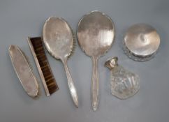 A 1960's silver six piece dressing table set.