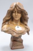 After Rainier. An Art Nouveau terracotta bust "Boheme" height 36cm