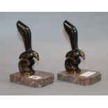 After Jamar. A pair of Art Deco bronzed spelter gull bookends height 17cm