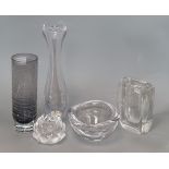 Four items of Orrefors glass and a Sea Glasbrook kosta vase tallest 31cm