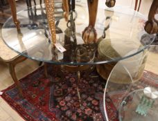 A bronze base circular glass top dining table Diameter 120cm