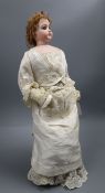 A French fashion doll, late 19th century, probably Jumeau or Gaultier , impressed mark '8' to both