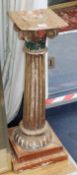 A polychrome wood composite column pedestal H.86cm