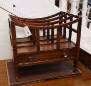 A Regency-style mahogany three division Canterbury W.52cm